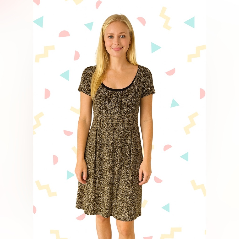 Danny & Nicole Black and Gold Patterned Dress